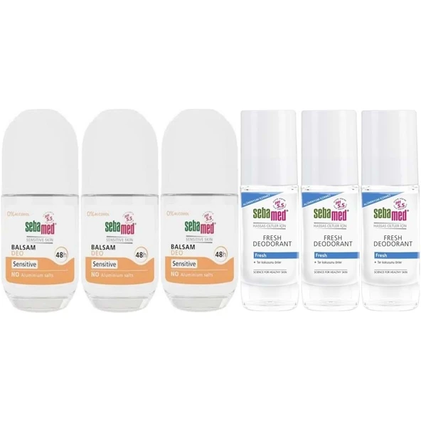 Sebamed Roll-On 50ML Balsam Hassas/Sensitive + Roll-On 50ML Fresh (Karma 6 Lı Set) ürün görseli 1