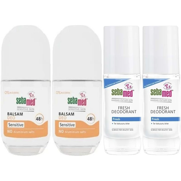 Sebamed Roll-On 50ML Balsam Hassas/Sensitive + Roll-On 50ML Fresh (Karma 4 Lü Set) ürün görseli 1