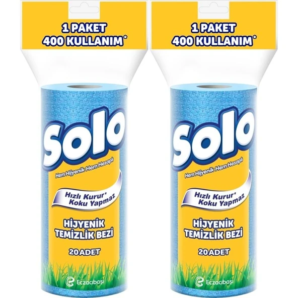 Solo Hijyenik Temizlik Bezi (İç adet 20 Li) (Kokusuz ve Hızla Kuruyan) (2 Li Set) ürün görseli 1