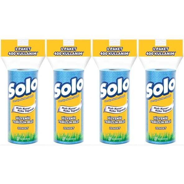 Solo Hijyenik Temizlik Bezi (İç adet 20 Li) (Kokusuz ve Hızla Kuruyan) (4 Lü Set) ürün görseli 1