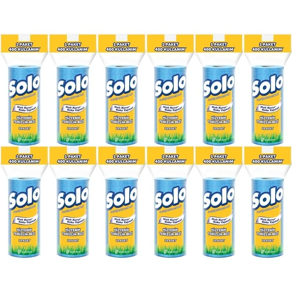 Solo Hijyenik Temizlik Bezi (İç adet 20 Li) (Kokusuz ve Hızla Kuruyan) (12 Li Set) ürün görseli 1