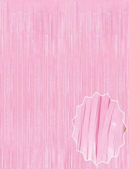 Soft Pembe Püsküllü Kapı Perdesi ürün görseli 1