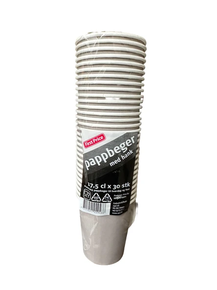 Pappbeger Kulplu Saplı 175 Ml. 6 Oz Kraft Karton Bardak - Gri - 30 Adetlik Paket ürün görseli 1