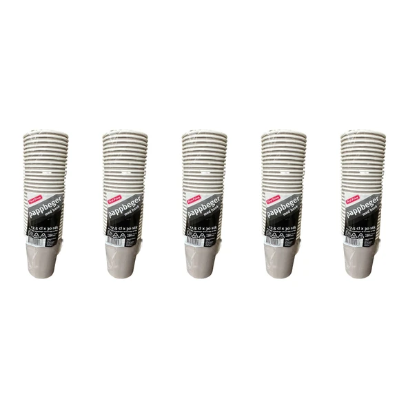 Pappbeger Kulplu Saplı 175 Ml. 6 Oz Kraft Karton Bardak - Gri - 30 Adetlik 5 Paket ürün görseli 1