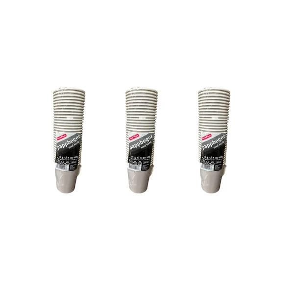 Pappbeger Kulplu Saplı 175 Ml. 6 Oz Kraft Karton Bardak - Gri - 30 Adetlik 3 Paket ürün görseli 1