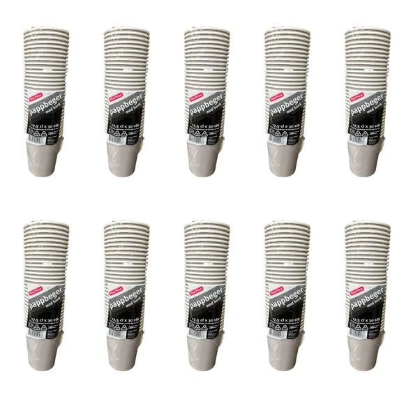Pappbeger Kulplu Saplı 175 Ml. 6 Oz Kraft Karton Bardak - Gri - 30 Adetlik 10 Paket ürün görseli 1