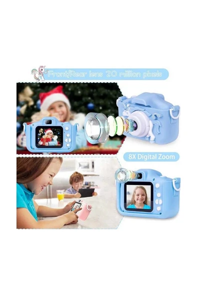 Çocuk Dijital Fotoğraf Makinası 20 Mp Video Kaydedici 2.0 İnç Çift Kameralı ürün görseli 1