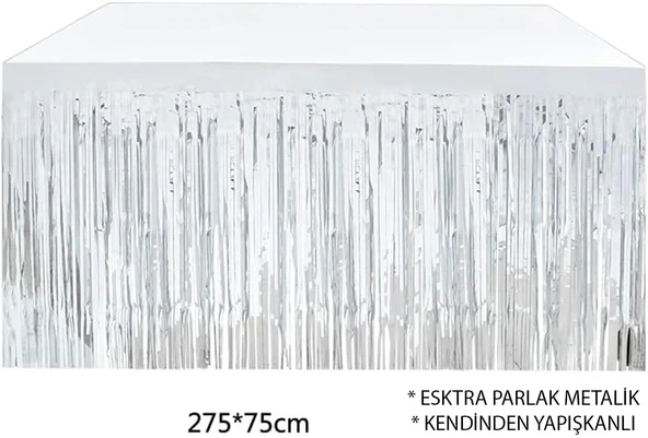 Gümüş Metalize Masa Eteği 275x75 Cm – Kendinden Yapışkanlı ürün görseli 1