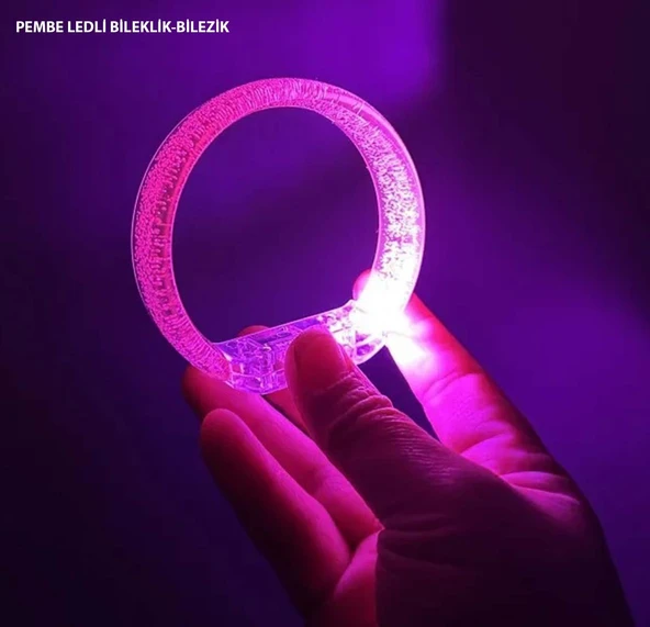 Pembe Led Işıklı Baskı Yapılabilen Pilli Bileklik Bilezik ürün görseli 1