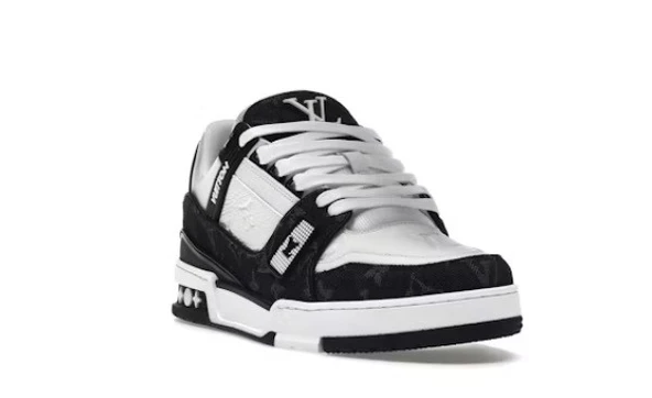 Louis Vuitton ブロック ホワイト/ブラック PTTAVM: Louis Vuitton LV Trainer Siyah Beyaz Spor Ayakkabı