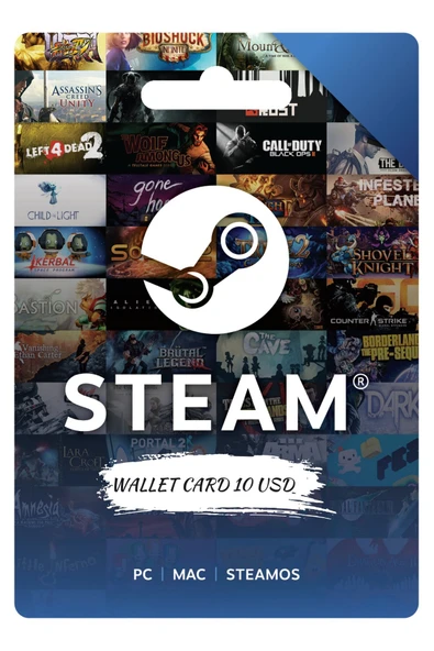Steam Wallet Card 10 USD E-Pin Kodu ürün görseli 1