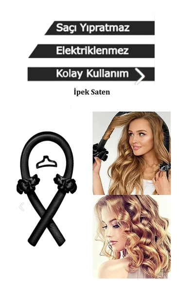 Saten Isısız Saç Şekillendirici Saç Dalga Sosisi Bigudisi Seti ürün görseli 1