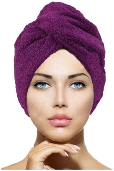 1 Adet Mor Mikrofiber Düğmeli Lastikli Banyo Pilaj Havuz Saç Bonesi Saç Havlusu ürün görseli 1
