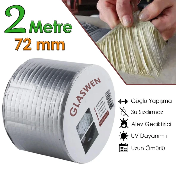 Çatı İzolasyon Bandı 72 mm X 2 MT Su Sızdırmazlık Geçirmez Delik Yalıtım Çamur Boru Sakız Tamir Bant ürün görseli 1