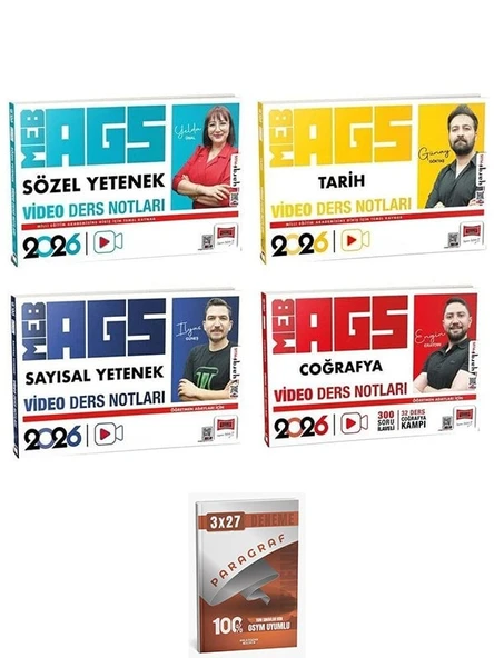Yargı + Anla Kazan 2026 MEB-AGS Sözel + Sayısal Yetenek + Tarih + Coğrafya Video Ders Notları 4 lü Set Yargı Yayınları ürün görseli 1