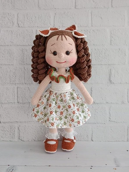 Sonbahar Kıvırcık Saçlı Karnaval Bebek Amigurumi Organik Oyuncak ürün görseli 1