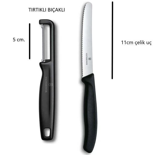 Siyah Soyacak & Bıçak Seti 2 li (Tırtıklı Kenar & Tırtıklı Kenar) ürün görseli 1