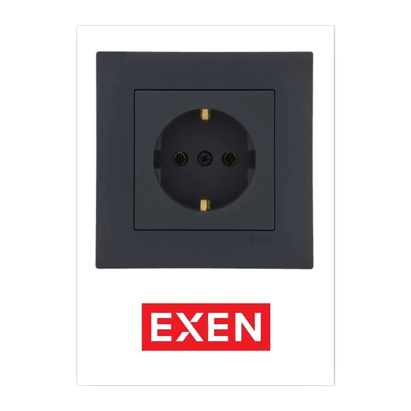 Exen Uzmlight Exen Karell Füme Topraklı Priz ürün görseli 1