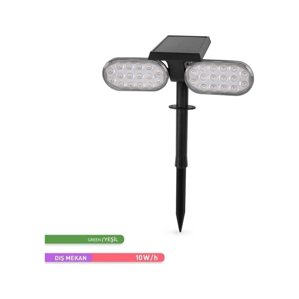 Ack Solar LED Kazıklı Çim Armatürü Güneş Enerjili Bahçe Duvar Aydınlatması Yeşil Renk ürün görseli 1