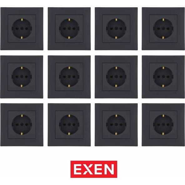 Exen Uzmlight Exen Karell Füme Topraklı Priz (12ADET) ürün görseli 1