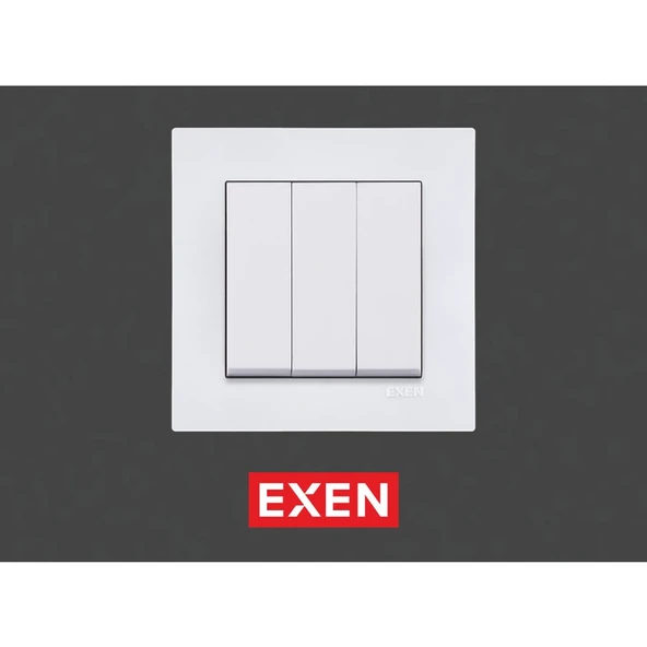 Exen Karell Beyaz Üçlü Anahtar Çerçeveli ürün görseli 1