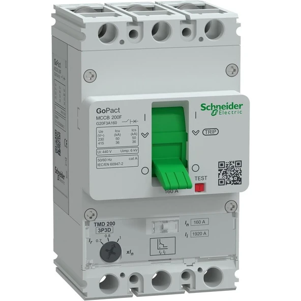 Schneider Gopact 112-160A 3p Termik Manyetik Şalter 36KA G20F3A160 ürün görseli 1