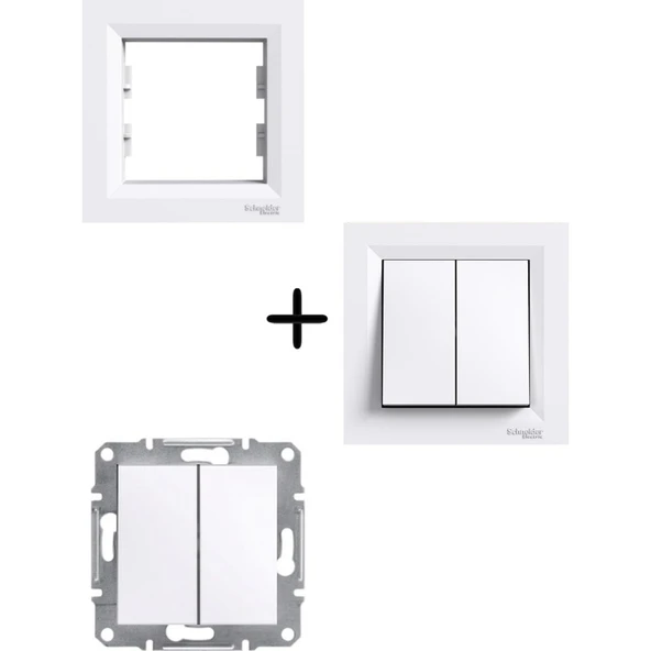 Schneider Electric Asfora Beyaz Vavien+Vavien Çerçeveli ürün görseli 1
