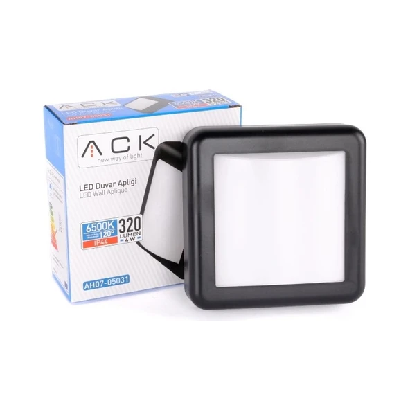 Ack Uzmlight Ack AH07-05031 6500K Beyaz Işık 4W Siyah Kasa IP44 LED Duvar Apliği Bahçearmatürü ürün görseli 1
