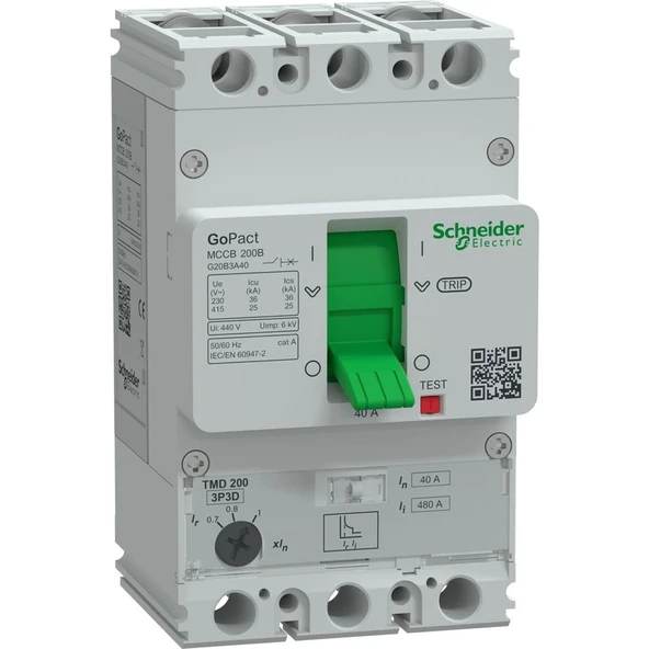 Schneider Gopact 28-40A 3p Termik Manyetik Şalter 25KA G20B3A40 ürün görseli 1