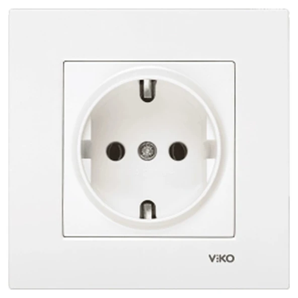 Viko 90967008 - Karre Topraklı Priz Beyaz Çerçeveli ürün görseli 1