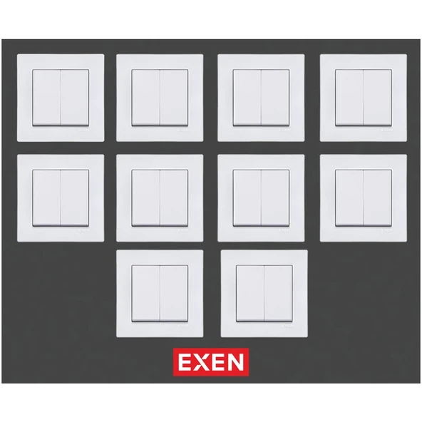 Exen Beyaz Modül+Kapak | Komütatör Çerçeve 10 Adet ürün görseli 1