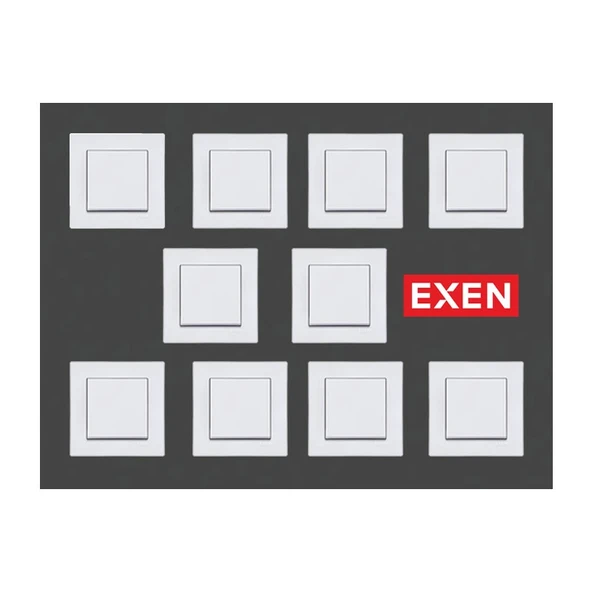 Exen Beyaz Modül+Kapak | Anahtar 10 Adet Çerçeveli ürün görseli 1
