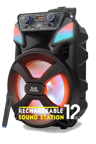 EXENAR Bluetooth Hoparlör Speaker Karaoke Mikrofonlu Süper Bas Hoparlör 2x30W Büyük Boy Tekerlekli 5400mAh ürün görseli 1