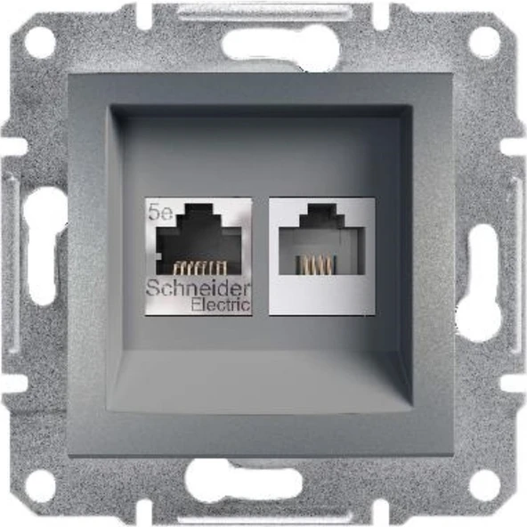 Schneider Electric Asfora Plus Rj11 + Rj45 Çelik ürün görseli 1