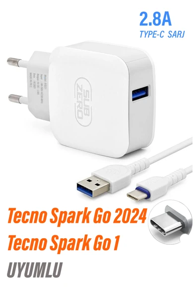 EXENAR Tecno Spark Go 1 Tecno Spark Go 2024 Uyumlu Şarj Aleti ve Kablosu Type-C ürün görseli 1
