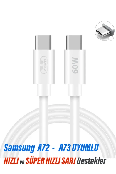 EXENAR Samsung A72 ve A73 5G UYUMLU Şarj Kablosu Süper Hızlı Type-C Kablo 60W 1 metre ürün görseli 1