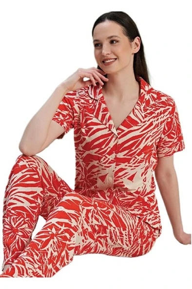 Viona Model Kadın Pijama Takımı Kısa Kollu Önden Düğmeli S/XL ürün görseli 1