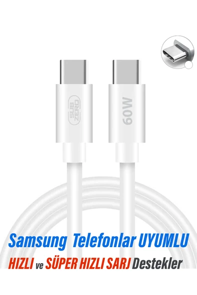 EXENAR Samsung A53 A54 A55 A72 A73 UYUMLU Hızlı Şarj Kablosu Type-C - Type-C Şarj Kablosu 60W ürün görseli 1