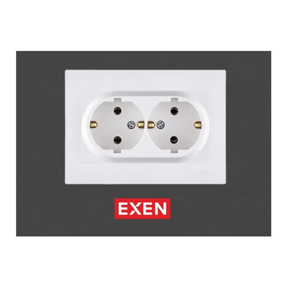Exen Karell Beyaz Ikili Topraklı Priz (Exen 200-010103-245) ürün görseli 1