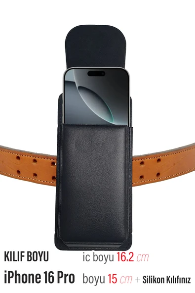 EXENAR iPhone 16 PRO Kemer Kılıfı - Bel Kemer Kılıf Kapaklı Çanta ürün görseli 1