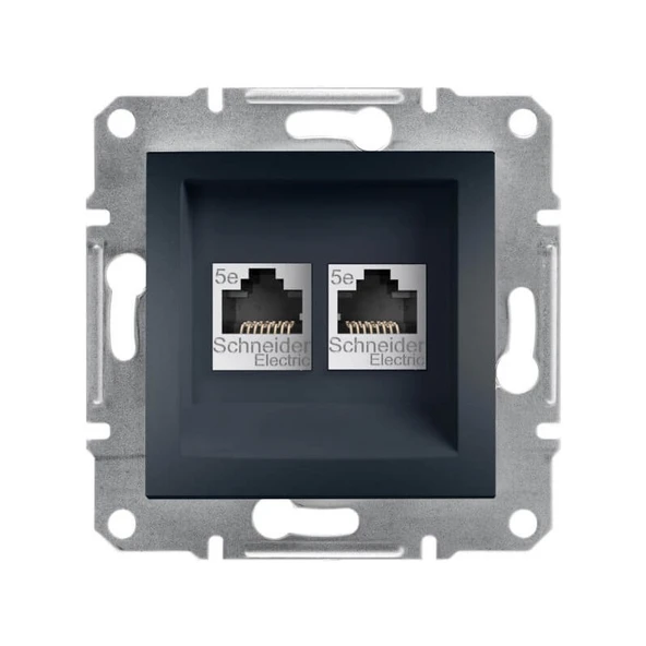 Schneider EPH4400171 Asfora Ikili Rj Konnektörsüz Antrasit ürün görseli 1