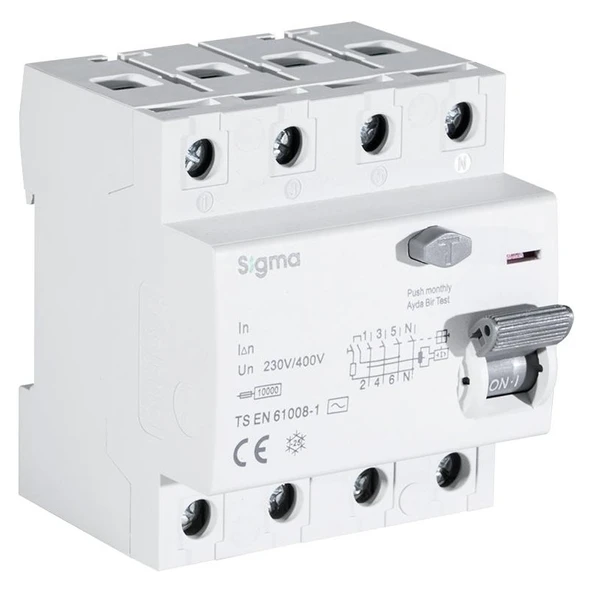 Sigma SGM4080030 4X80A 30MA Kaçak Akım Koruma Rölesi 10KA Ac Type ürün görseli 1