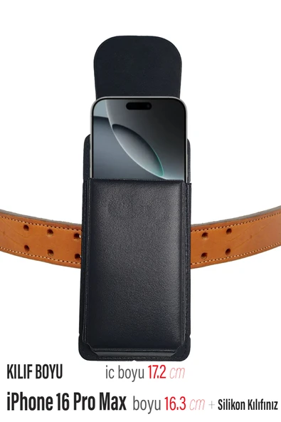 EXENAR iPhone 16 PRO MAX Kemer Kılıfı - 16 Plus Bel Kemer Kılıf Kapaklı Çanta ürün görseli 1