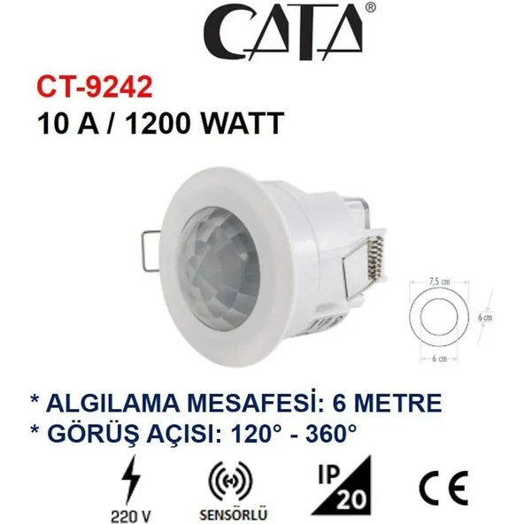 Cata Ct-9242 Sıva Altı Hareket Sensörü 360 Derece - Resim 2