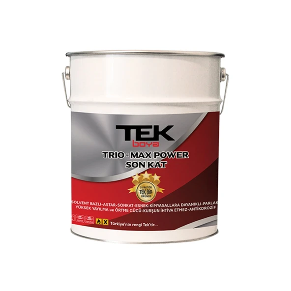 TEK TRIO-MAX POWER ANTİKOROZİF ÜÇ ÖZELLİKLİ ASTARLI ANTİPASLI YAĞLI BOYA 0,75 LT BEYAZ ürün görseli 1