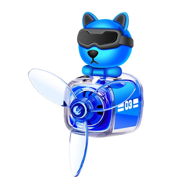 Pervaneli Klima Süsü Oto Koku Klipsi Mavi Pilot Kedi Hava Ferahlatıcı Maskot ürün görseli 1