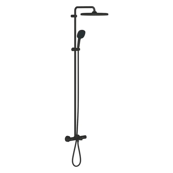 Grohe Tempesta System 250 Cube Duvara Monte Termostatik Banyo Bataryalı Duş Kolonu, Mat Siyah, 266912431 ürün görseli 1