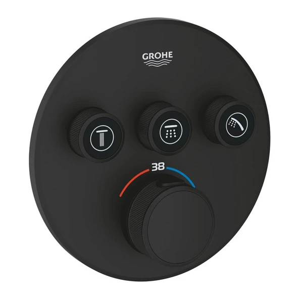 Grohe Grohtherm SmartControl Ankastre Termostatik Banyo/Duş Bataryası (Sıva Üstü Grubu), 3 Yollu, Hayalet Siyah, 29508KF0 ürün görseli 1