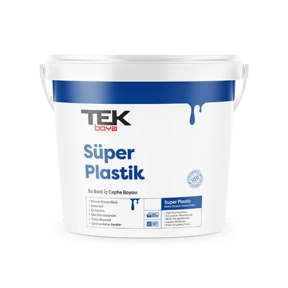 TEK SÜPER PLASTİK İÇ CEPHE BOYASI 0,75 LT BAYRAK KIRMIZI ürün görseli 1