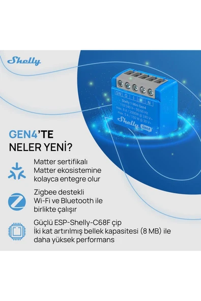 Shelly 1 Mini Gen4 Akıllı Röle - Resim 8